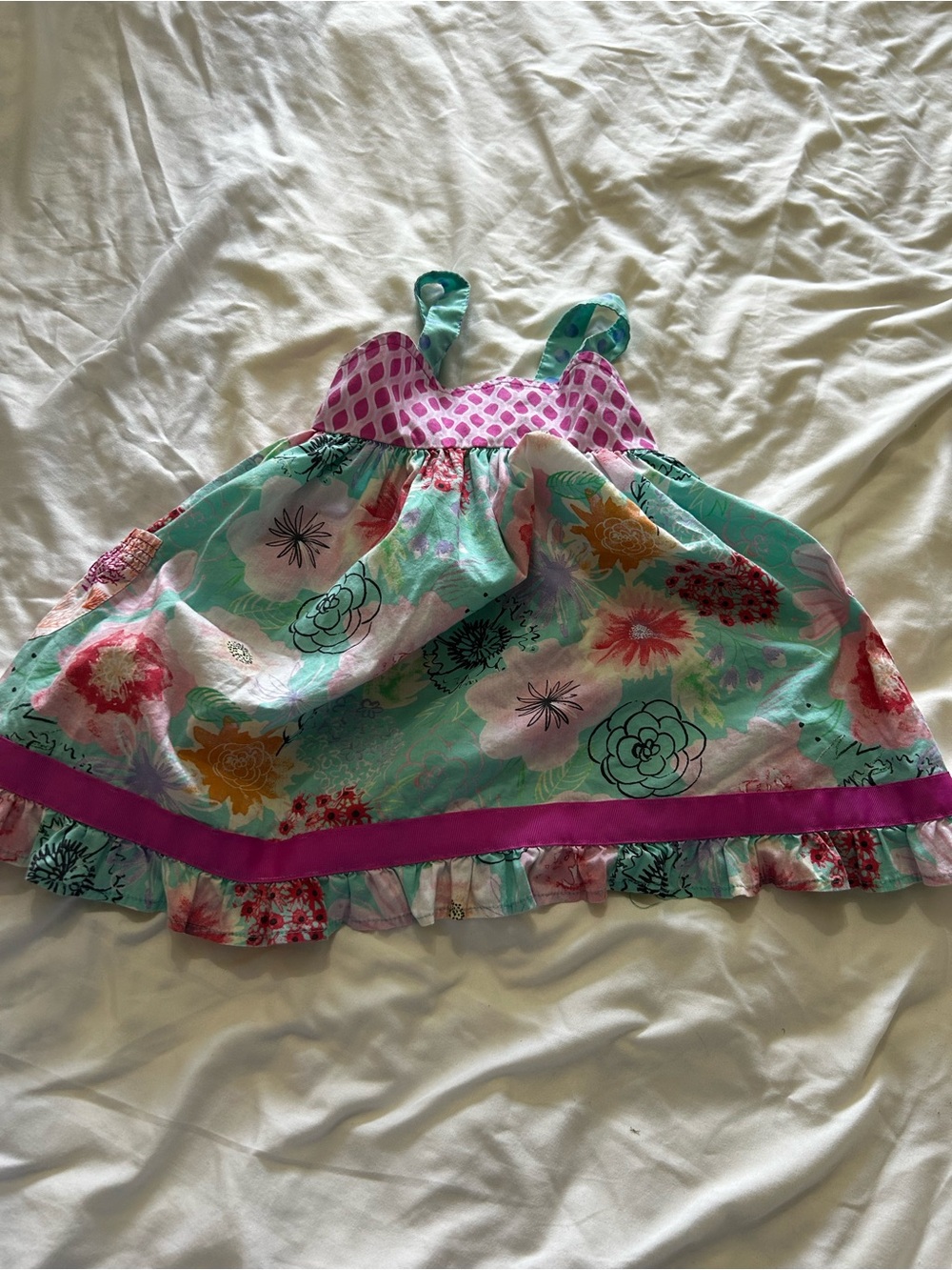 Matilda Jane Aqua Floral Sundress with Fuchsia Accents